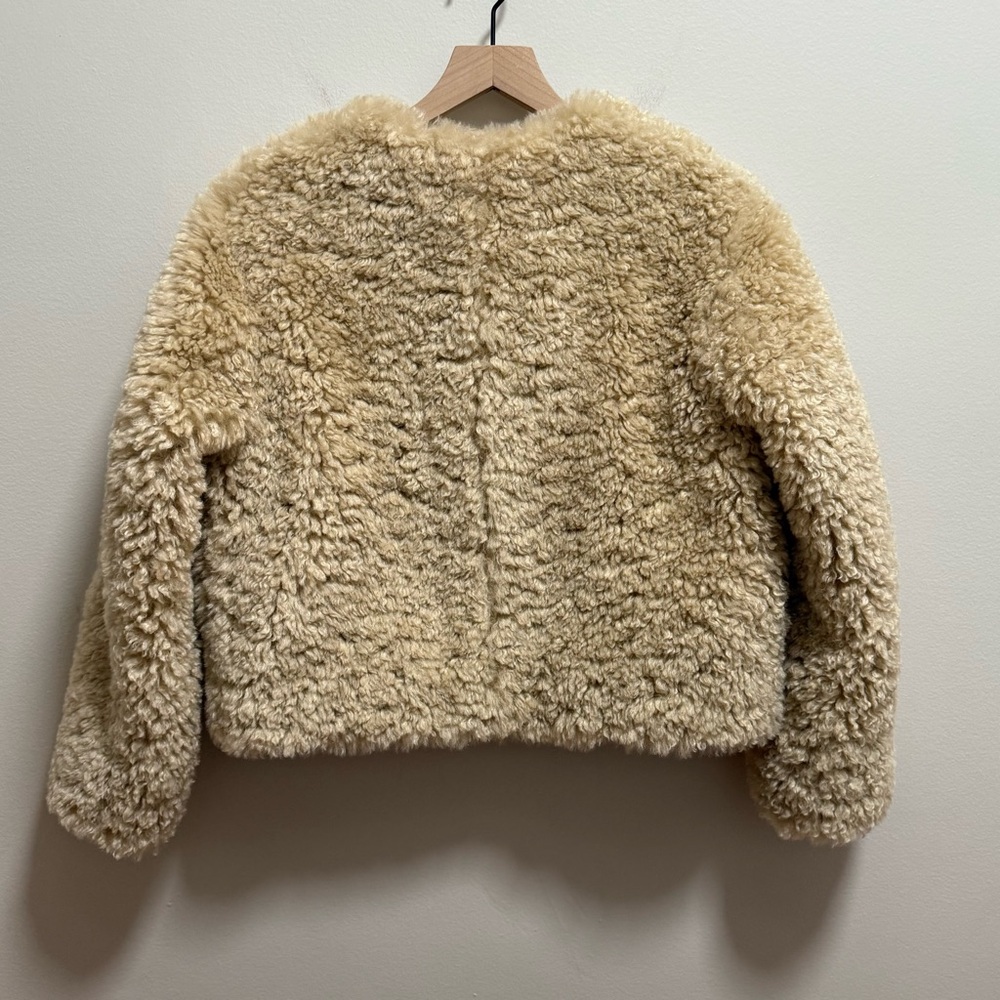 Rag & Bone Sabrina faux fur coat cropped shearling jacket beige glam winter cute - Picture 11 of 11